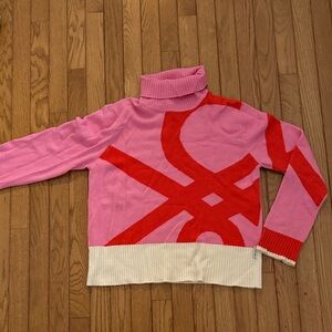 Vibrant Pink and Red Turtleneck Sweater